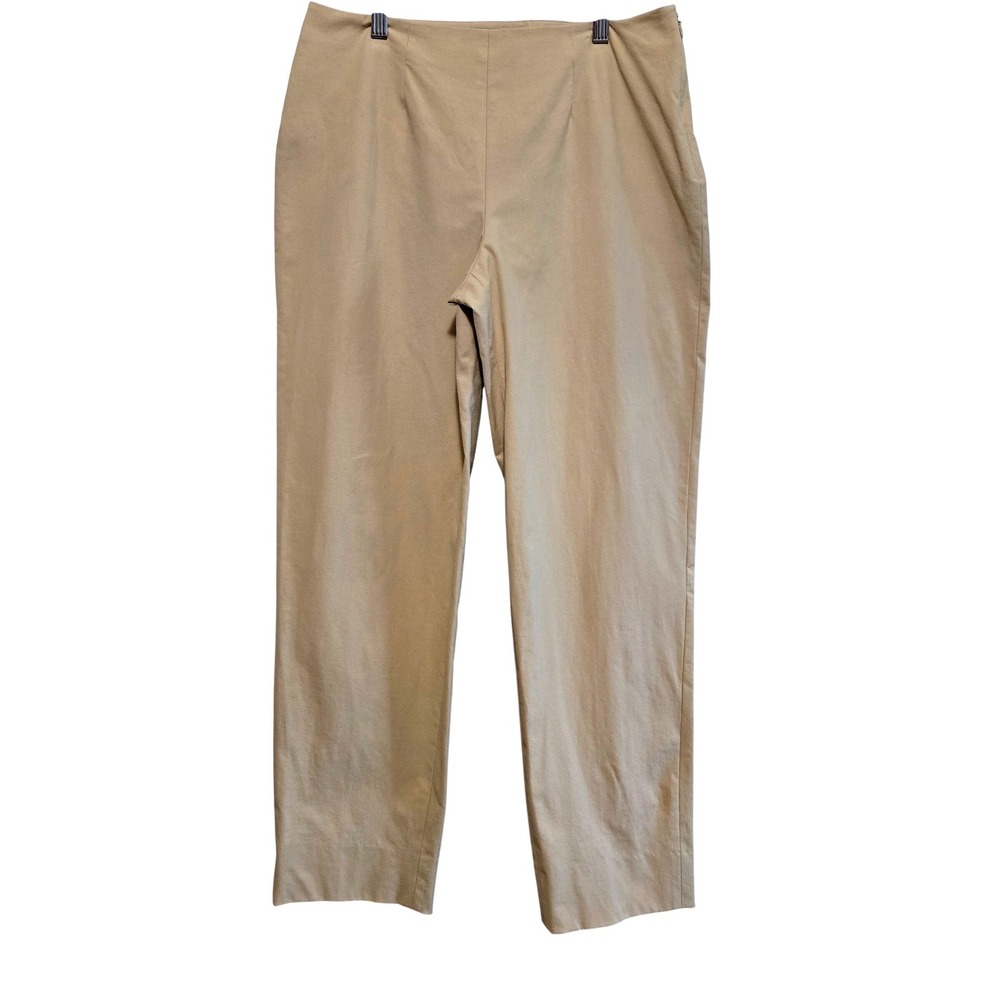 High Fashion Italian Piazza Sempione Beige Cotton Side Zip Cropped‎ Pants Sz 10